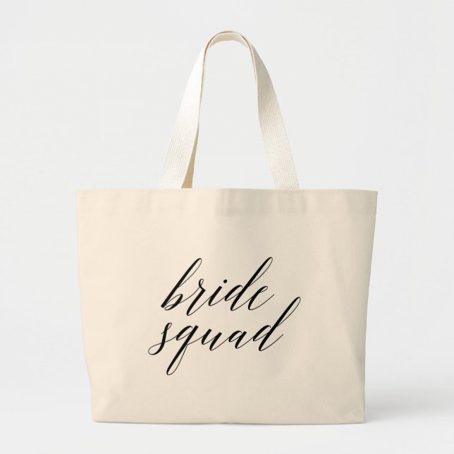 Whimsical Script Bride Squad Bachelorette Tote Bag Jumbo Stoffbeutel (Vorne)