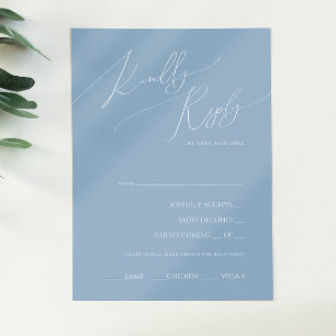 Whimsical Script Dusty Blue Menü Auswahl RSVP Kart Karte