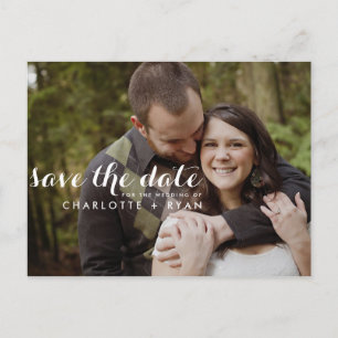 Whimsical Script Foto Save the Date Postkarte