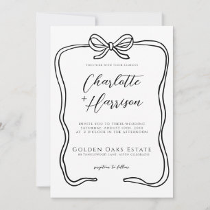 Whimsical Script Ribbon Border Wedding Einladung