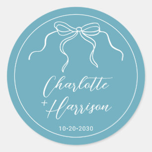 Whimsical Script Ribbon Border Wedding Runder Aufkleber