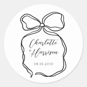 Whimsical Script Ribbon Border Wedding Runder Aufkleber