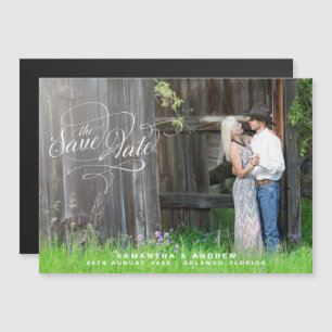 Whimsical Script Wedding Foto Magneteinladung