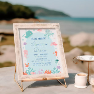 Whimsical Sea Life Signature-Drinks Baby-Shower Poster
