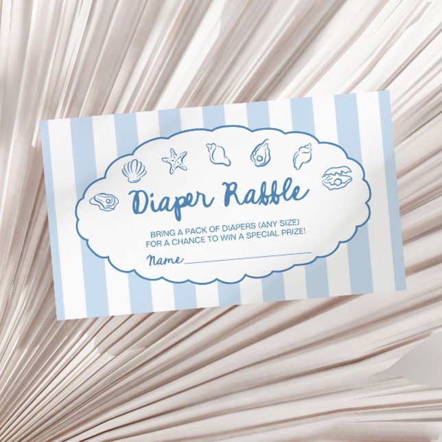 Whimsical Seashell Baby Shower Diaper Raffle  Begleitkarte (Von Creator hochgeladen)
