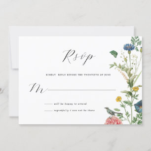 Whimsical Secret Garden Wildblumen RSVP Card Einladung