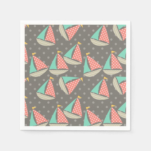 Whimsical Segelboote Serviette (Vorderseite)