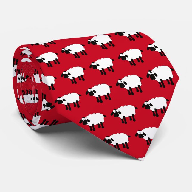 Whimsical Sheep Neck Tie Krawatte (Gerollt)
