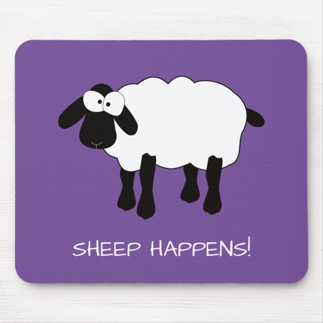 Whimsical Sheep "Sheep Happens" Maus Pad Mousepad (Vorne)