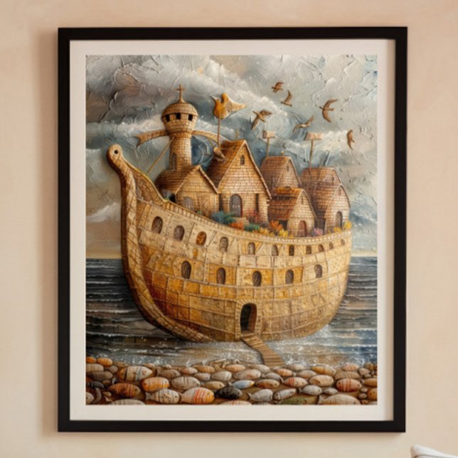 Whimsical Ship Folk Art Ölgemälde Poster (Von Creator hochgeladen)