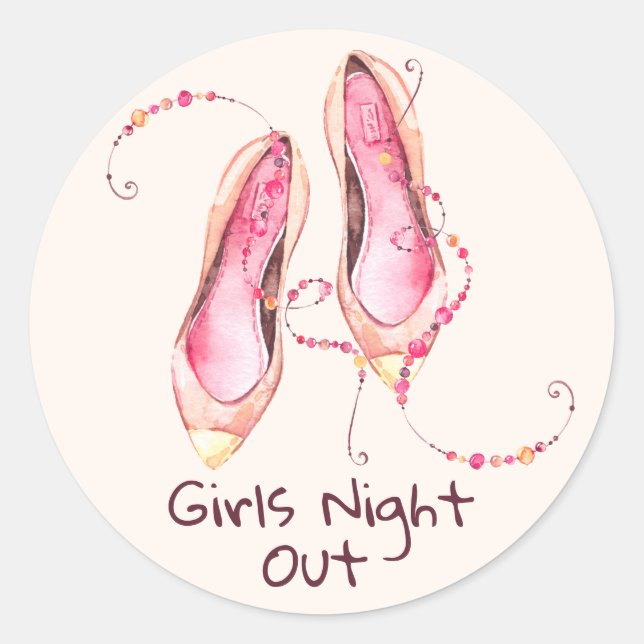 Whimsical Shoes "Girls Night Out" Runder Aufkleber (Vorderseite)