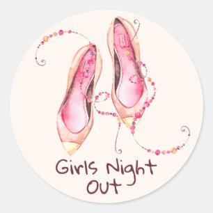 Whimsical Shoes "Girls Night Out" Runder Aufkleber