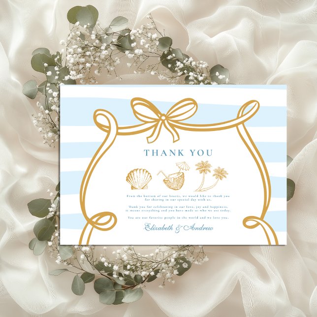 Whimsical Shoreline Wedding Dankeskarte (Von Creator hochgeladen)