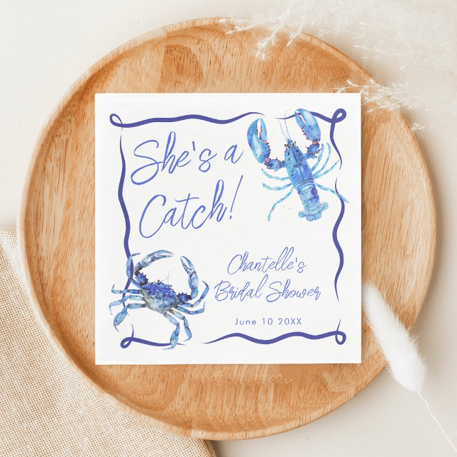 Whimsical Sie ist ein Catch Blue Coastal Brautpart Serviette (Von Creator hochgeladen)