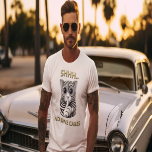 Whimsical Silence Zebra Striped Cats Playful Gag T-Shirt