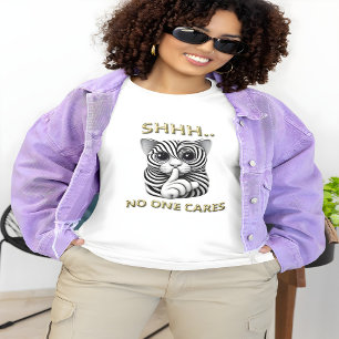 Whimsical Silence Zebra Striped Cats Playful Gag T-Shirt