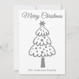 Whimsical Silver Hand gezogen Weihnachtsbaum Feiertagskarte