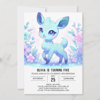 Whimsical Simple Deer Digital Geburtstag Einladung