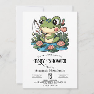 Whimsical Simple Frog Baby Dusche Einladung