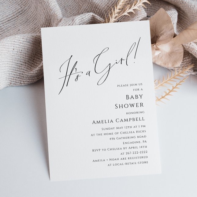 Whimsical Simple It's a Girl Baby Shower Einladung (Von Creator hochgeladen)