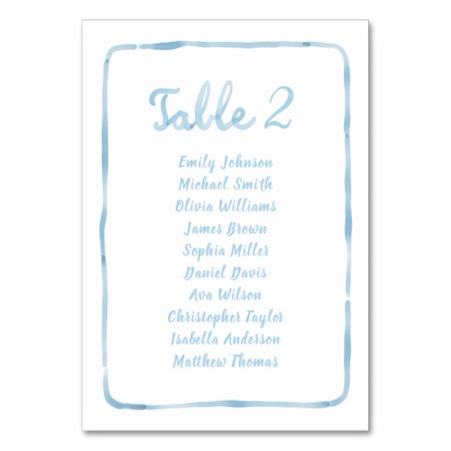 Whimsical Simple Light Blue Seekarte Tischnummer (Vorderseite)