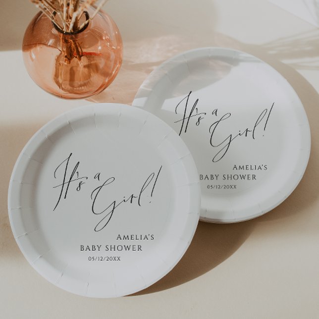 Whimsical Simple Neutral Es ist ein Mädchen! Babyp Pappteller (Von Creator hochgeladen)