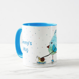 Whimsical Skaten Bird Tasse für Jungen