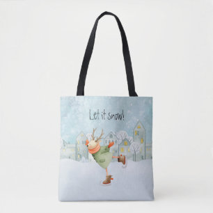 Whimsical Skaten Deer Winter Holiday