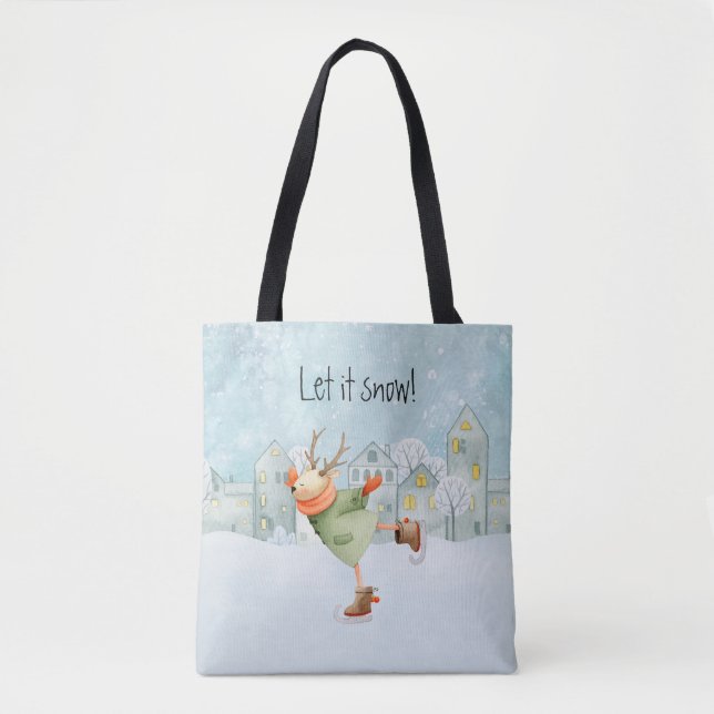 Whimsical Skaten Deer Winter Holiday (Vorderseite)