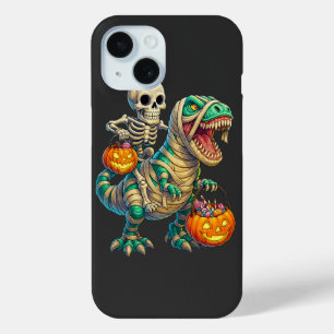 Whimsical Skeleton Riding Mummy T-Rex Halloween Case-Mate iPhone Hülle
