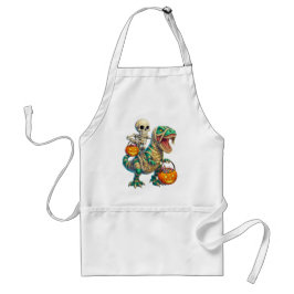 Whimsical Skeleton Riding Mummy T-Rex Halloween Schürze