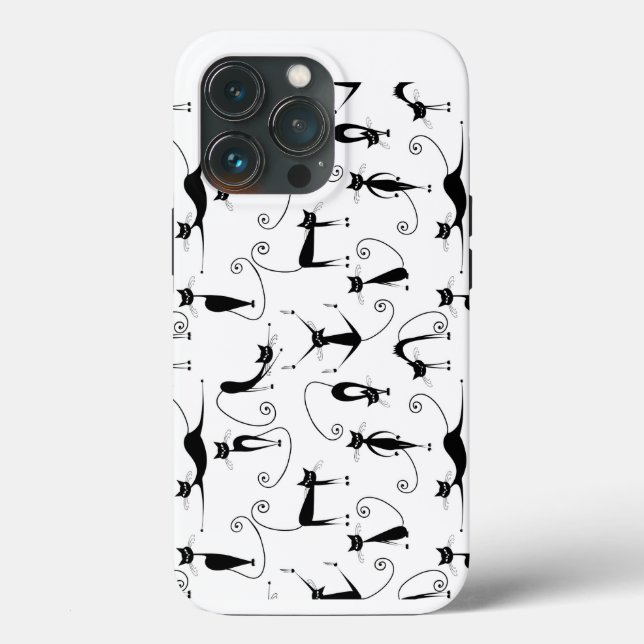 Whimsical Skinny Black Cat Muster Case-Mate iPhone Hülle (Rückseite)