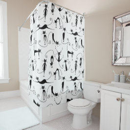 Whimsical Skinny Black Cat Muster Duschvorhang
