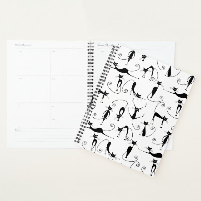 Whimsical Skinny Black Cat Muster Planer (Anzeige)