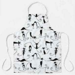 Whimsical Skinny Black Cat Muster Schürze