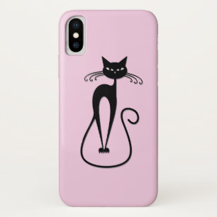 Whimsical Skinny Black Cat Pink Case-Mate iPhone Hülle