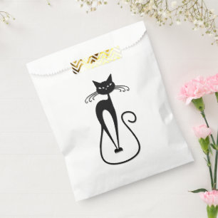 Whimsical Skinny Black Cat Pink Geschenktütchen