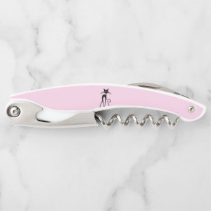 Whimsical Skinny Black Cat Pink Kellnermesser