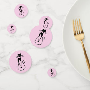 Whimsical Skinny Black Cat Pink Konfetti
