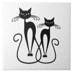 Whimsical Skinny Black Cats Fliese