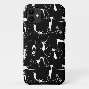 Whimsical Skinny white Cat Pattern Case-Mate iPhone Hülle