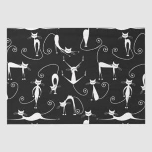 Whimsical Skinny white Cat Pattern Seidenpapier