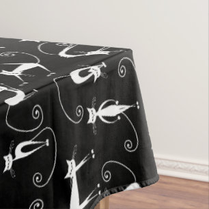 Whimsical Skinny white Cat Pattern Tischdecke