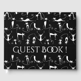 Whimsical Skinny White Cat Persönlicher Text Rückg Gästebuch