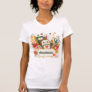 Whimsical Smiley Rucksack & Apfel Glitter Schule T-Shirt