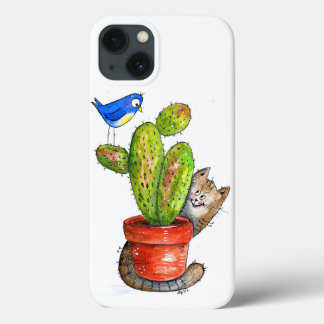 Whimsical Sneaky Cat with Cactus Case-Mate iPhone Hülle