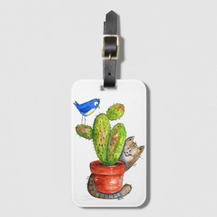Whimsical Sneaky Cat with Cactus Gepäckanhänger