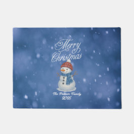 Whimsical Snow Man frohe Weihnachten Fußmatte