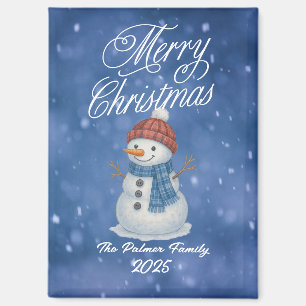 Whimsical Snow Man frohe Weihnachten Magnet