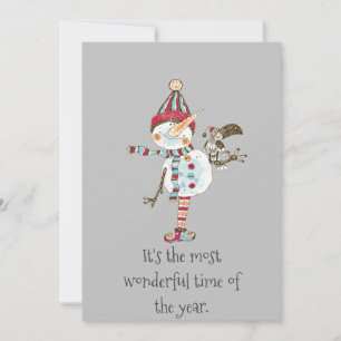 Whimsical Snowman Elf Feiertagskarte